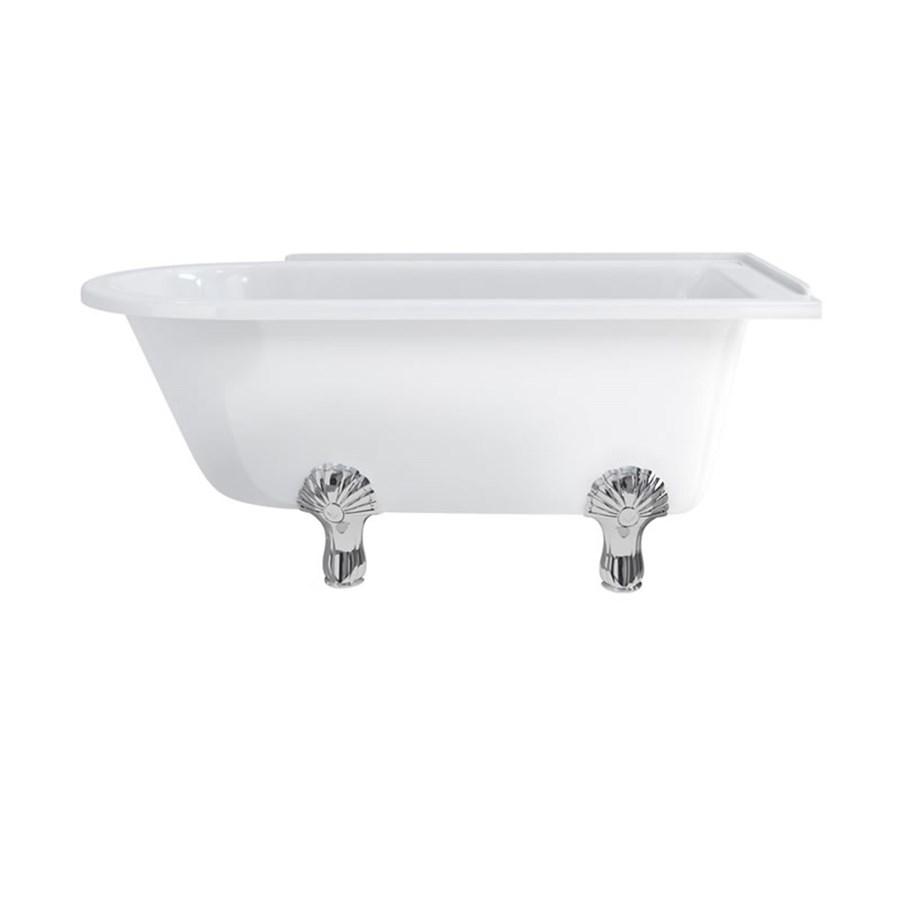 Burlington Душевая ванна для правой руки Hampton 150 см с роскошными ножками Правая рука с ножками Luxury Arc в белом цвете L2W E21  - Вид №4