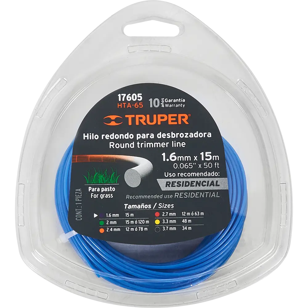 Леска для триммера Truper 17605 ø1.6 мм 15 м круглая 86870717 STLM-2100354 Santreyd 