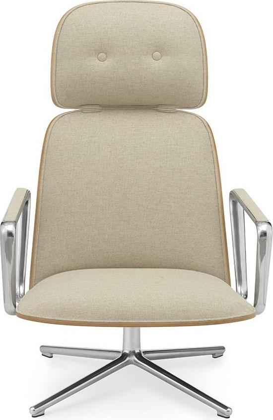 605470 Pad Lounge Chair High Swivel Alu Oak / Main Line Flax Normann Copenhagen  - Вид №1