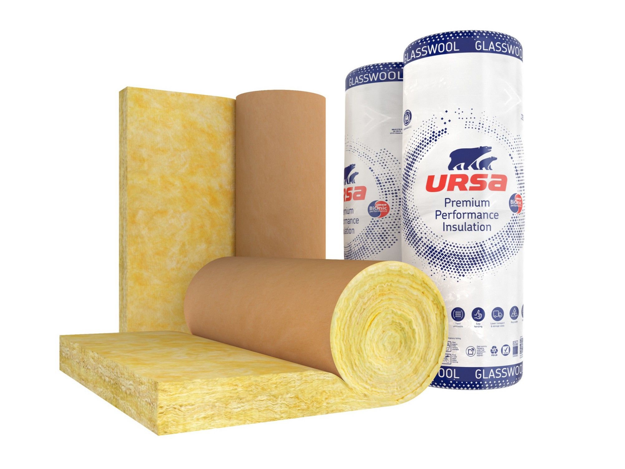 Водоотталкивающий рулонный войлок из стеклянной ваты Ursa URSA GLASSWOOL ARCH-00054634