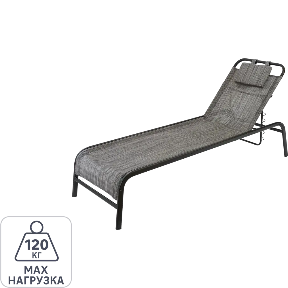 Лежак-шезлонг GreenGard Гоа 200х65х38 см сталь черный/серый STLM-2002234