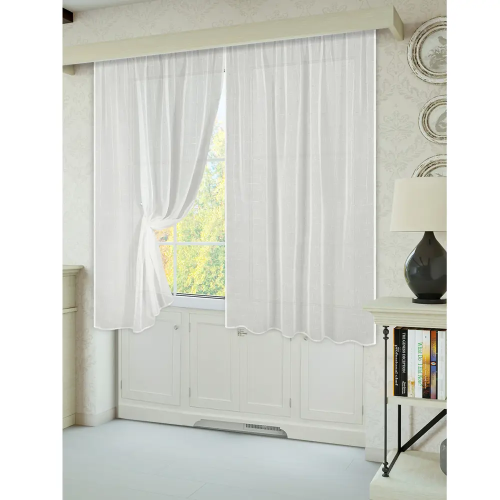 Santreyd Тюль лен с утяжелителем - классическая клетка для гостиной 83262481 STLM-0040017 - Вид №4