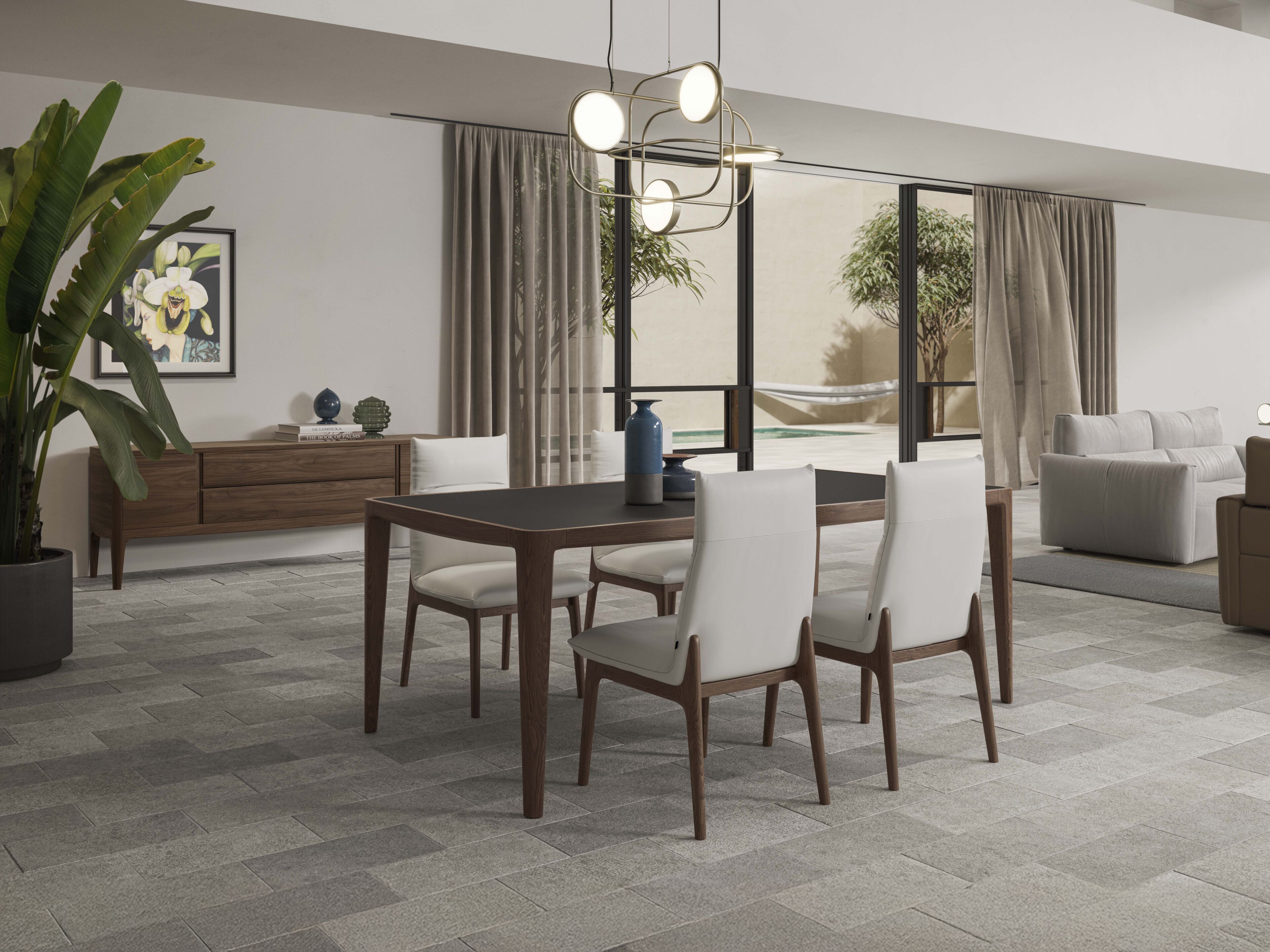 Прямоугольный обеденный стол из дерева и стекла Natuzzi Italia NEW SATURNO ARCH-00146034 - Вид №4