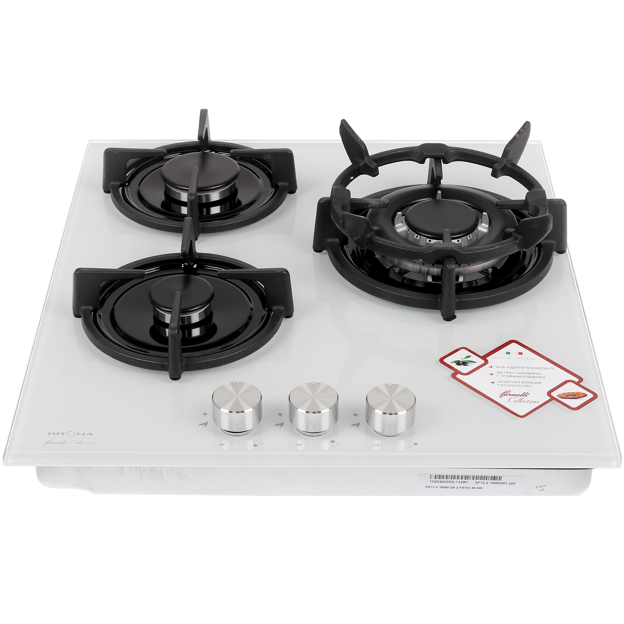 8161374 Газовая варочная поверхность KRONA FIERO 45 WH KRONA1 STDN-0041542 - Вид №1