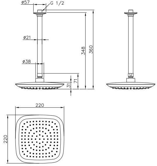 JUSTIME Пластиковая потолочная душевая лейка Dragon 6904-as-80cp - Вид №1