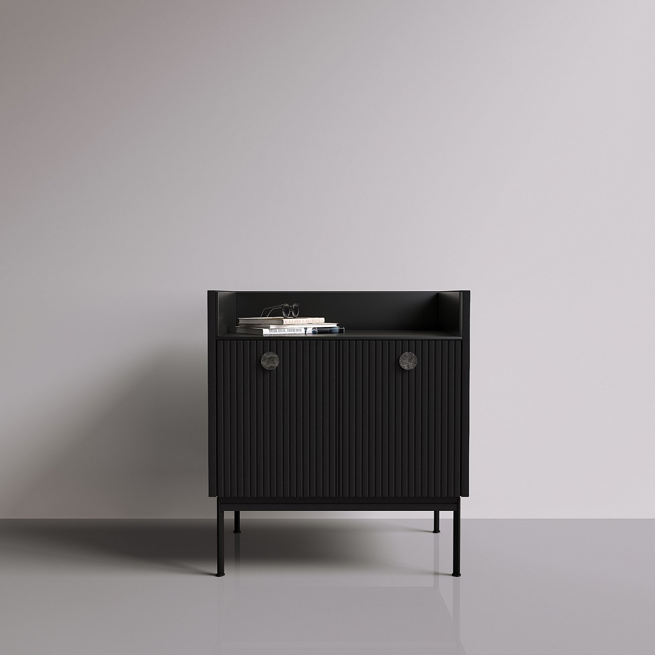 Тумба высокая с полкой 71х64 см черная Look Black BRAGIN DESIGN LIVING 00-3862471 Черный - Вид №1