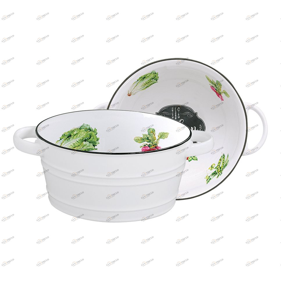 Салатник фарфоровый белый с зеленым "Кухня в стиле Ретро" EASY LIFE КУХНЯ В СТИЛЕ РЕТРО 00-3946702 Белый;зеленый 