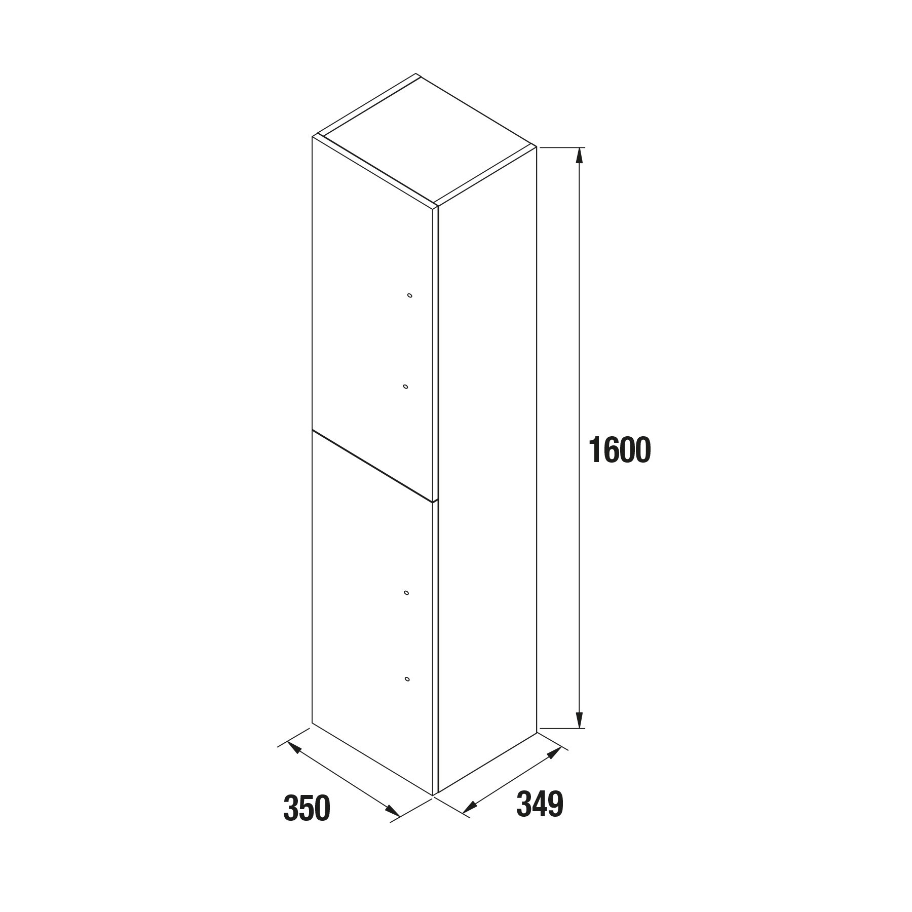 23233 SALGAR Колонна АЛЬЯНС 1600 2 двери ALSACIA 350 x 1600 x 349 мм Эльзасия  - Вид №1