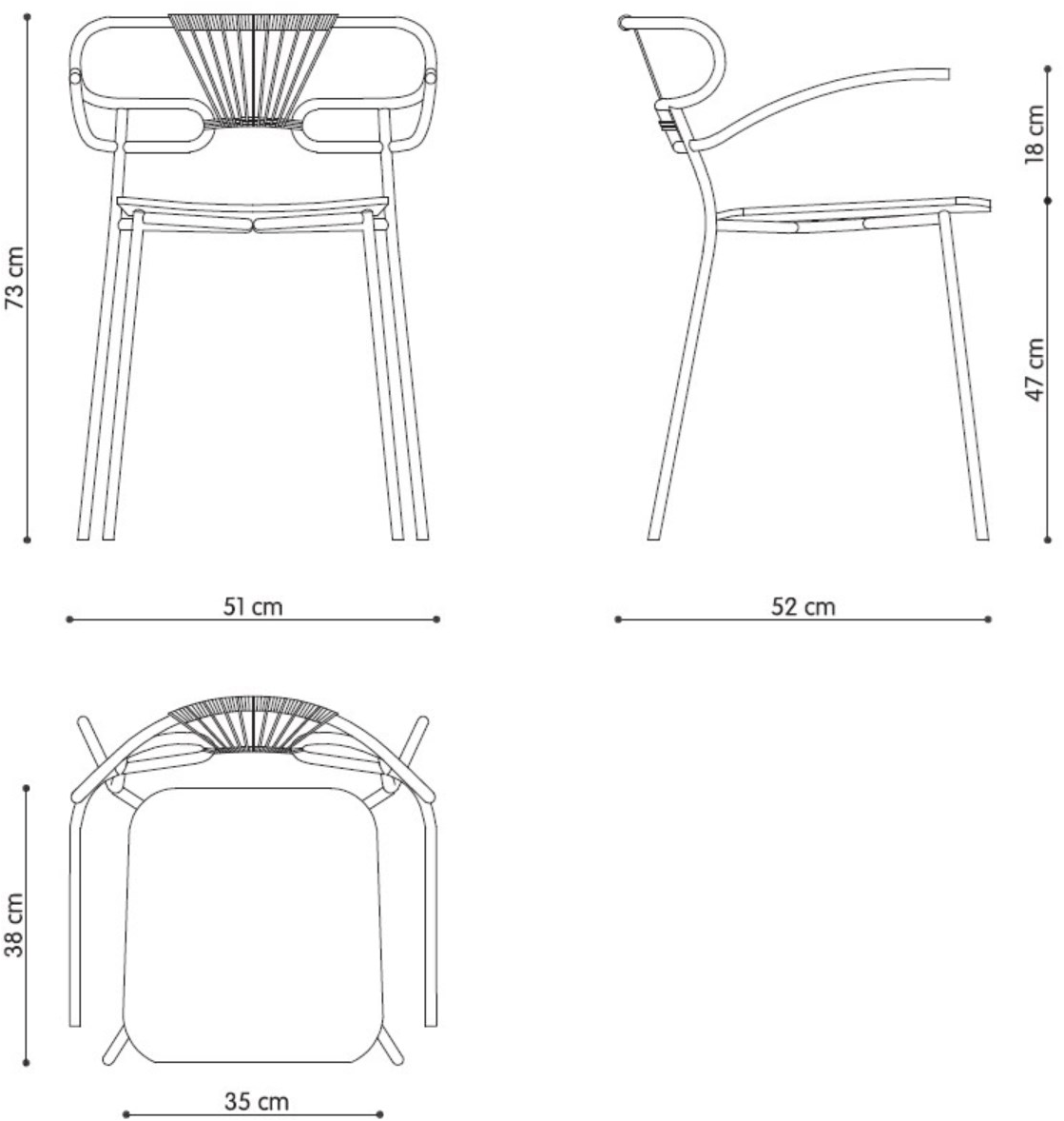 TrabA' Металлический стул с подлокотниками со встроенной подушкой Genoa 0048-met-cross-im - Вид №2