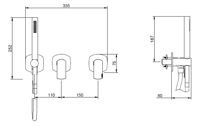 Латунный встраиваемый смеситель для душа / ванны с 3 отверстиями Rubinetterie Treemme Albatros ARCH-00074981 - Вид №2