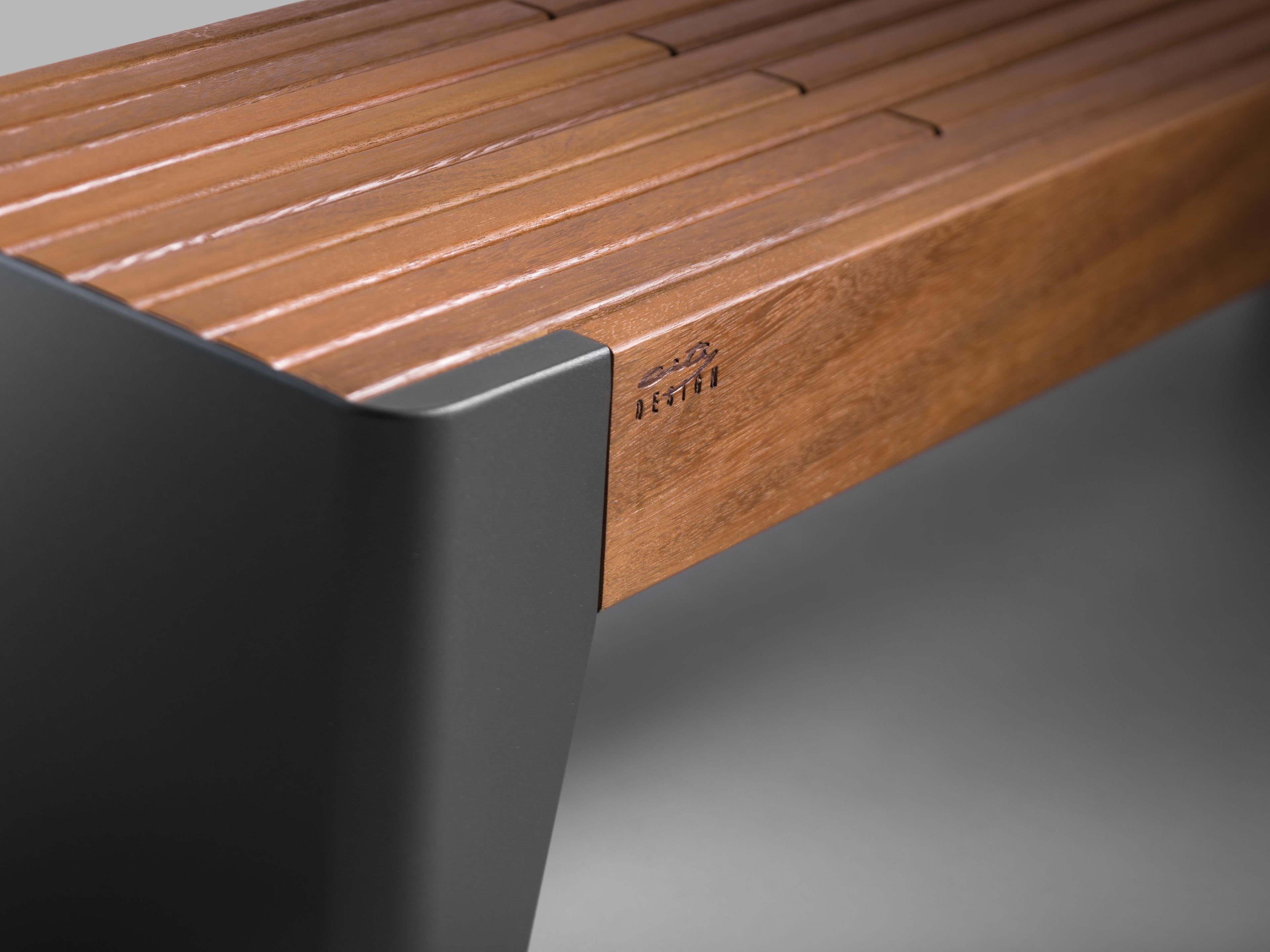 Стальная и деревянная скамья со спинкой с подлокотниками City Design Fòla ARCH-00137127 - Вид №3