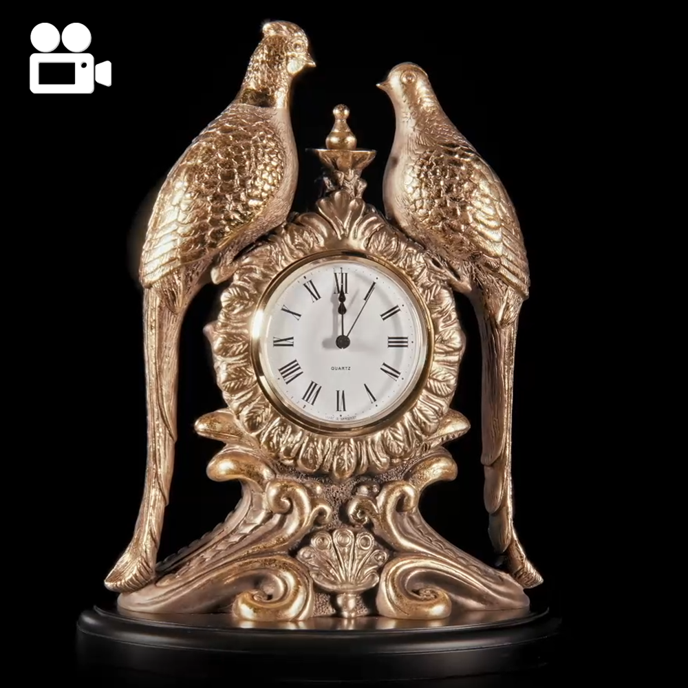 43007 Часы настольные Павлины Бронза BOGACHO 4627138242339