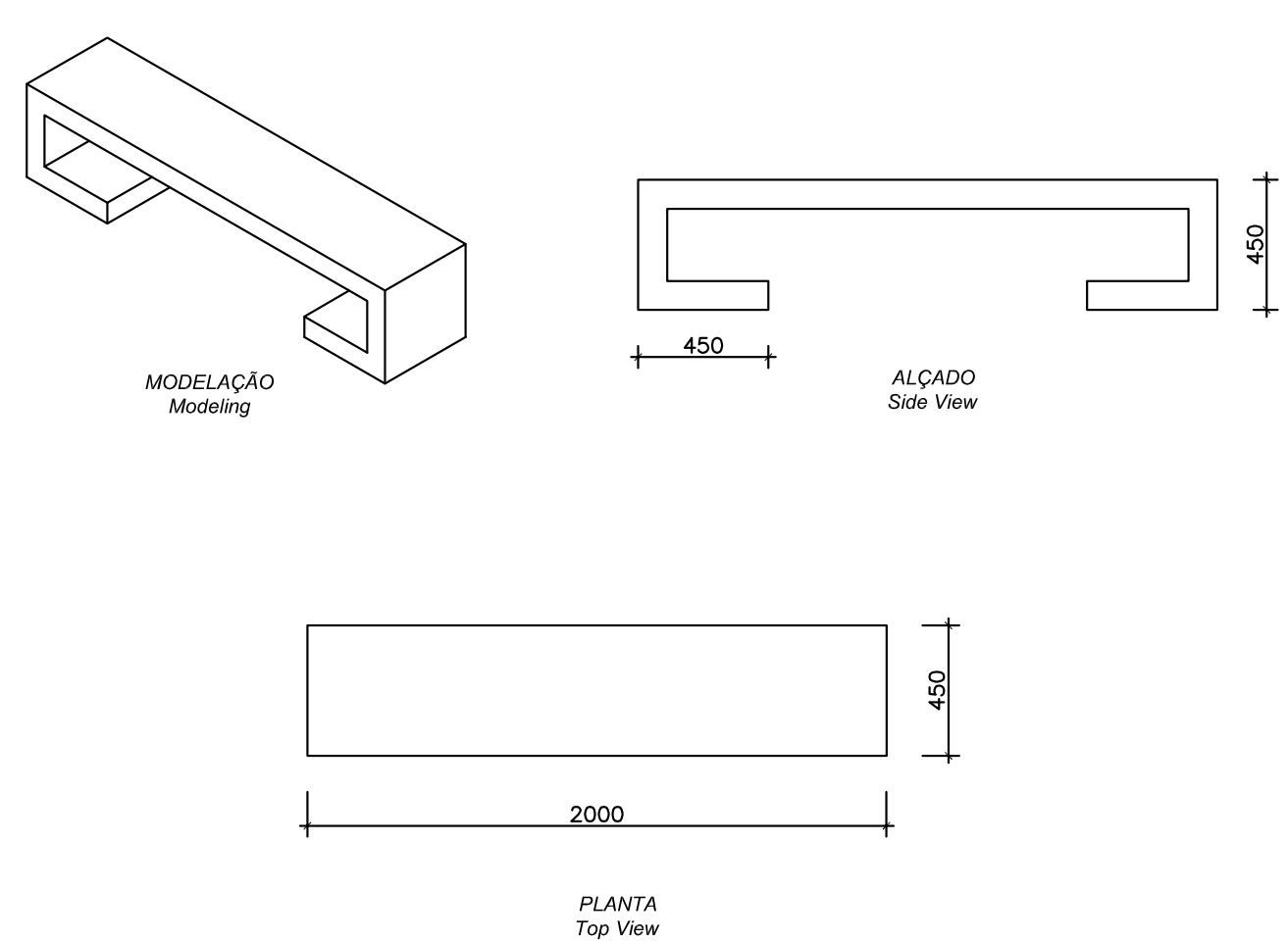 Бетонная скамья без спинки amop Mateus ARCH-00046450 - Вид №2
