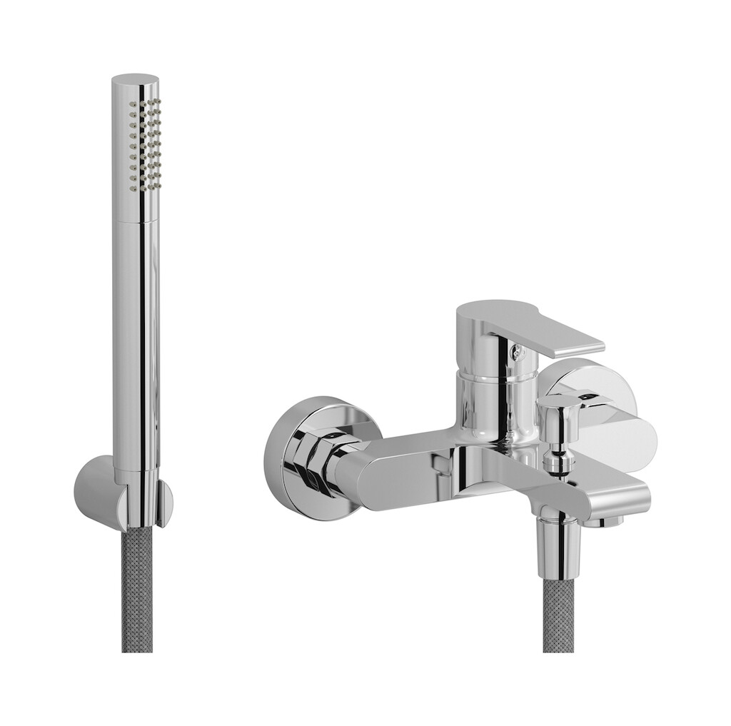 Настенный смеситель для ванной в комплекте с душевым гарнитуром WE ARE IB wo410cc Chrome Whynot