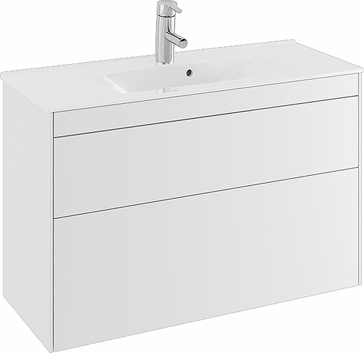 47375 IFO Sense тумба для тонкой раковины с двумя ящиками, компактная, W = 900 мм, W1 = 915 мм, белый - Вид №7