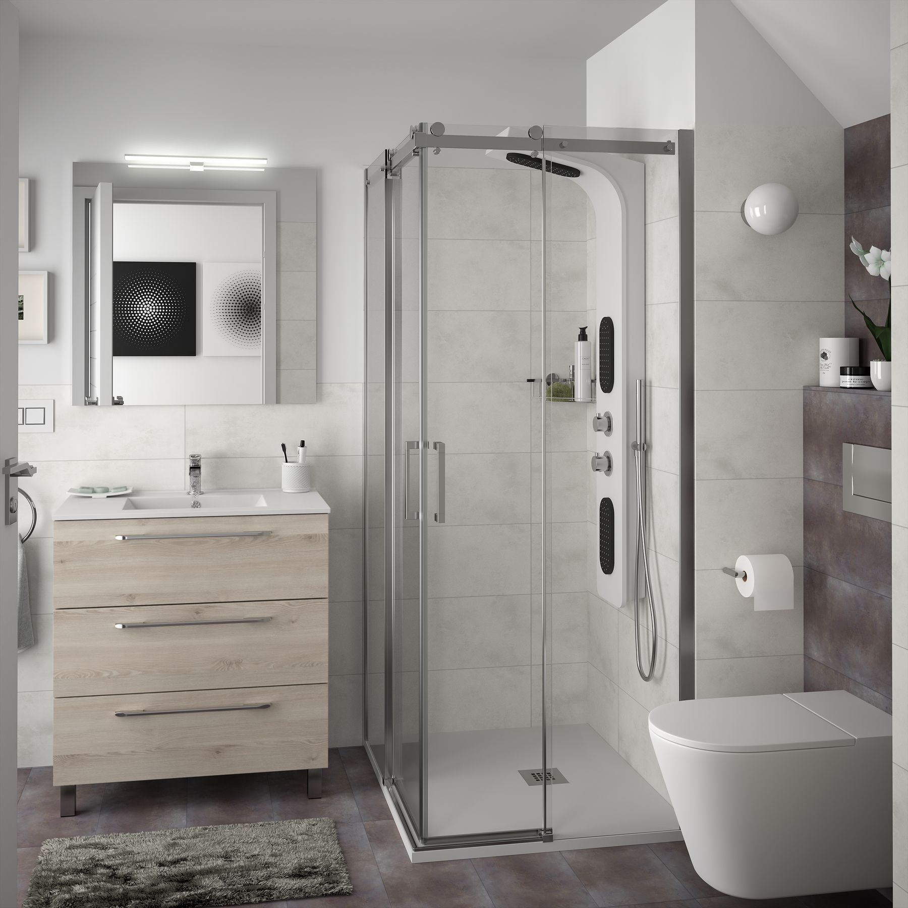 23250 SALGAR Мебель для умывальника FUSSION CHROME 800 3 ящика NATURAL 797 x 868 x 450 мм Естественный