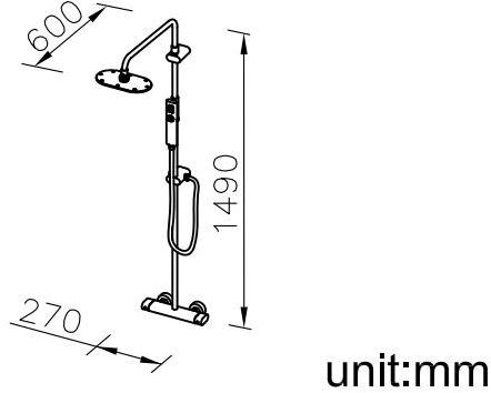 JUSTIME Настенная душевая стойка из хромированной латуни с душевой лейкой Perfecto 6920-bf-80cp - Вид №1