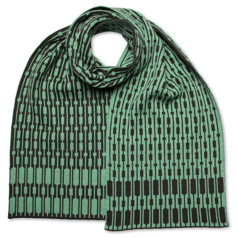 SXB-TP2-AE Шарф серый/бирюзовый, 30/180 шерсть меринос FORTSCHRITT Santreyd 