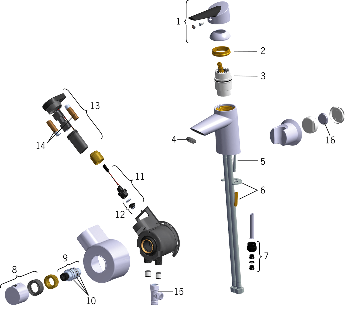Oras 2713FG Смеситель для умывальника, 3 V 2713FG Optima Хром  - Вид №6