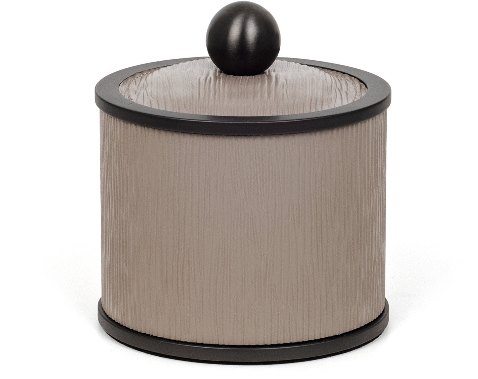 Держатель для ватных дисков Olimpia круглый - Ø 10,7XH11 см / металлическая отделка_вороненая латунь / зерненая кожа_темно-серый