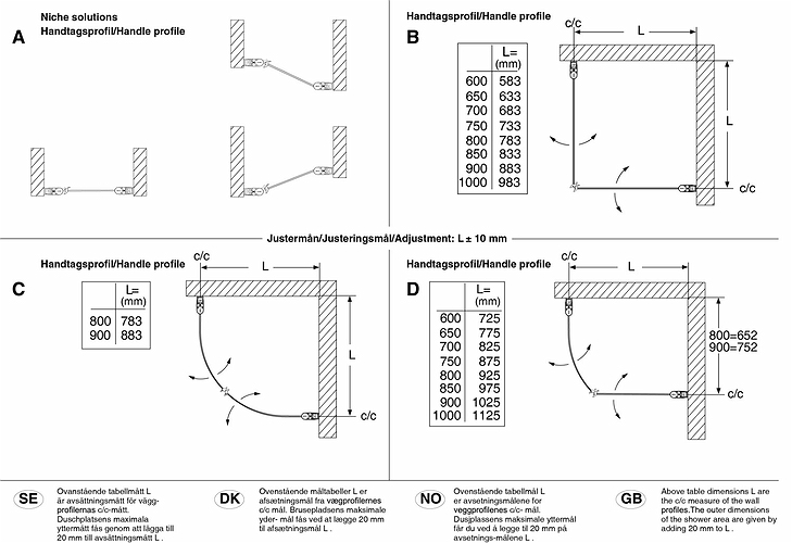 58900192 Гнутая дверь IFO Space SBNF, алюминиевый профиль, матовое стекло с ручкой, SBNF 900 - Вид №4