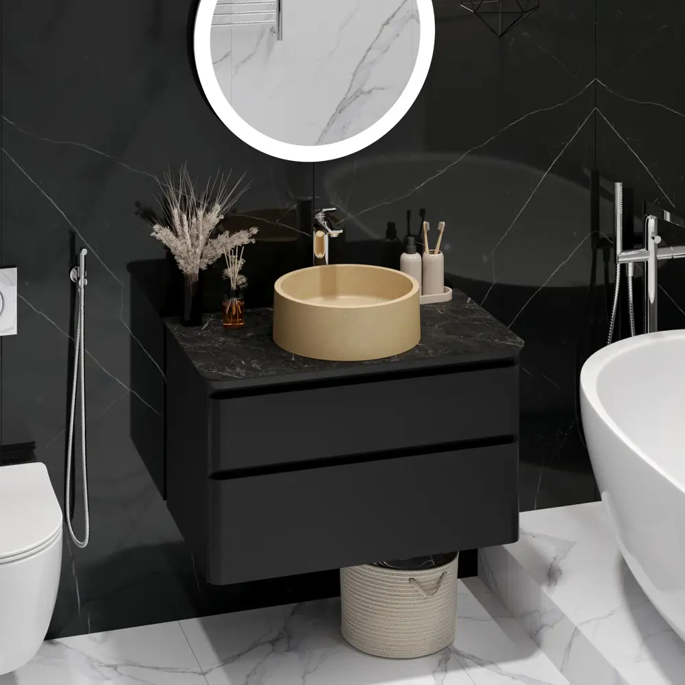 Раковина Round накладная 36x36 см цвет бежевый матовый Santreyd STLM-2032677 - Вид №5