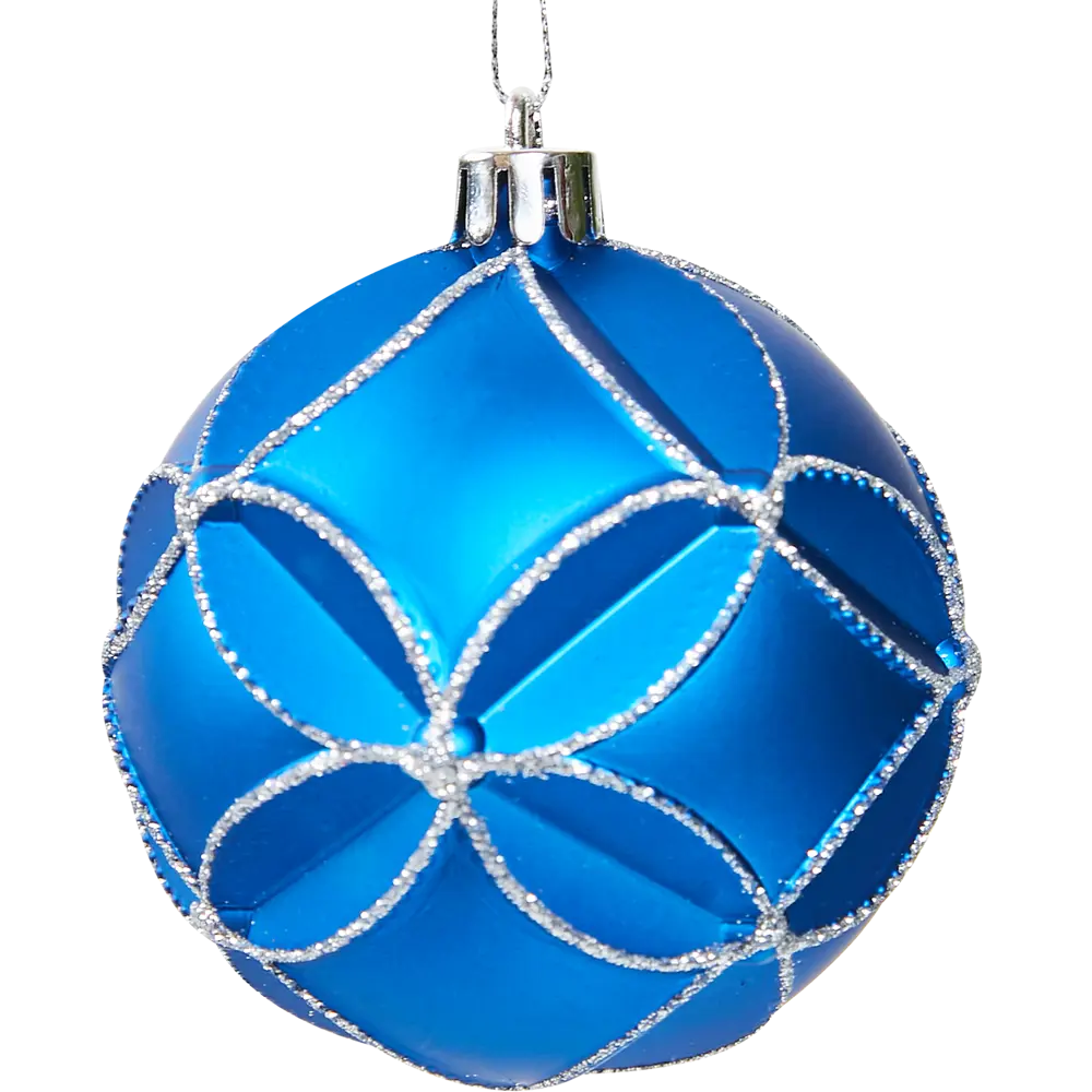 87036359 Елочное украшение Шар с объемным узором Christmas ø8 см пластик цвет синий STLM-1400968 Santreyd 