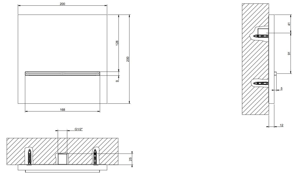 Хромированная латунная настенная насадка для душа с водопадом Gessi гравированный ARCH-00075002 - Вид №1