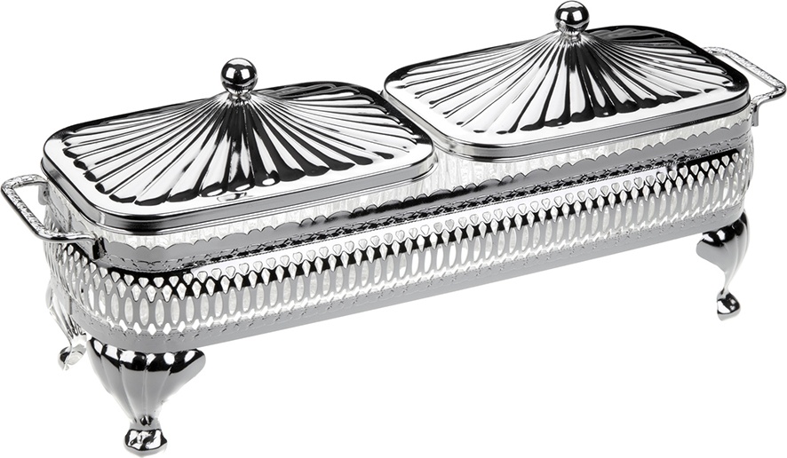 10611743 Queen Anne Менажница 2 секции Queen Anne 30х9см, сталь, стело, посеребрение Сталь нержавеющая с посеребрением, стекло 