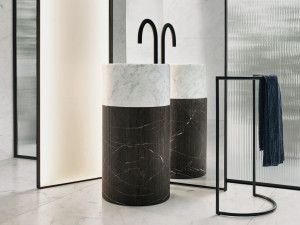 Каррарский мрамор круглый отдельно стоящий умывальник