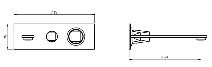 Смеситель для ванны из нержавеющей стали с переключателем Rubinetterie Frattini Aline ARCH-00104460 - Вид №2