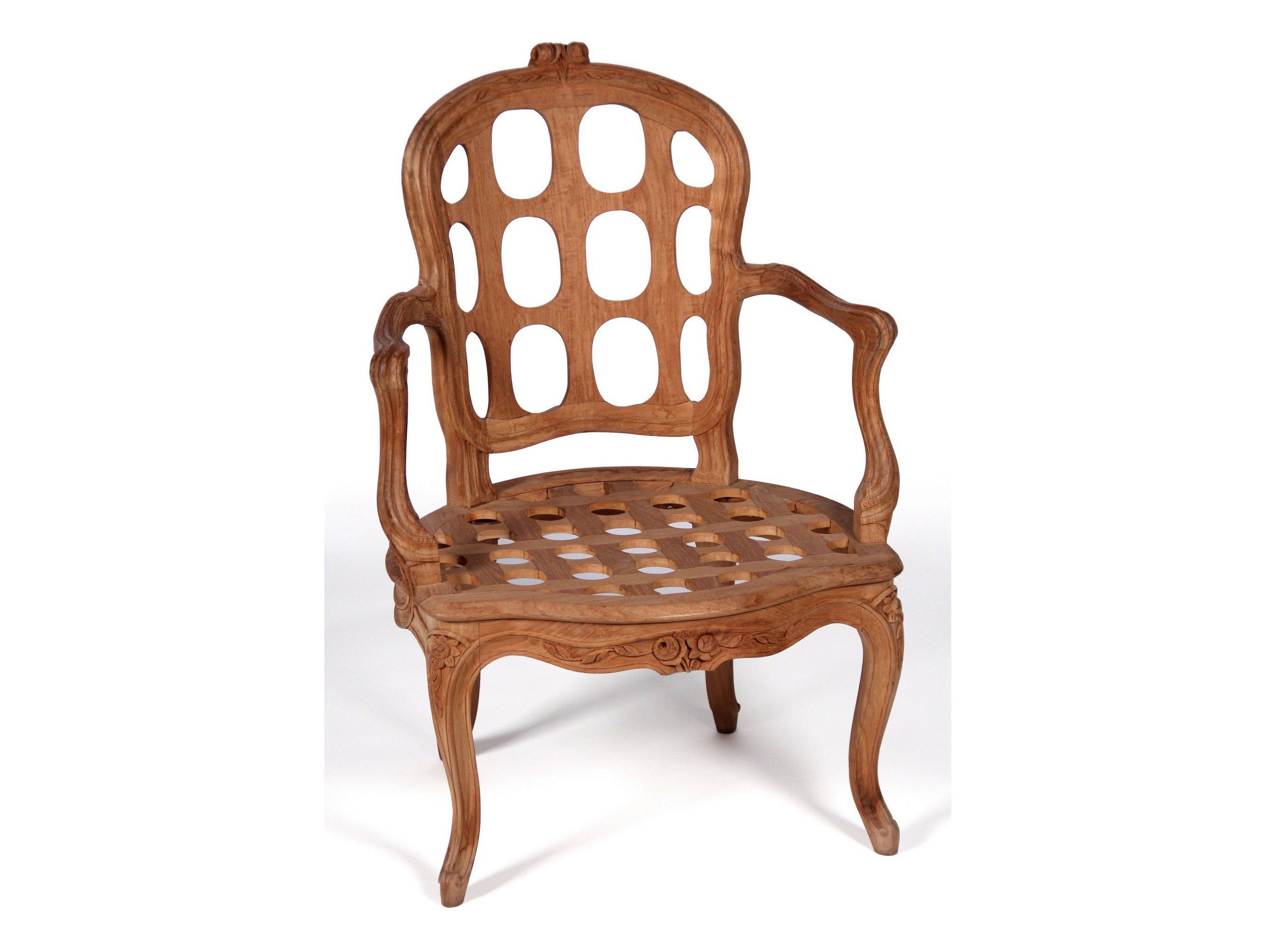 Стул для сада из тикового дерева с подлокотниками ASTELLO Pivoine ARCH-00139053 - Вид №1