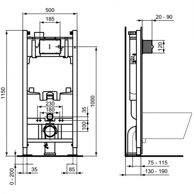 RI471702 3 в 1 Промо-комплект 2,0 с инсталляцией PROSYS 2,0 R046367, унитазом IS i.life A T471701 с сидением и крышкой T453101 Ideal Standard  - Вид №14