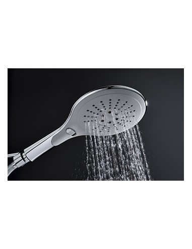 920900 000 00  Душевая лейка Inouie Plus, 3 струи, большой диаметр струи, система защиты от известкового налета, хром и серый Valentin Хром  - Вид №5