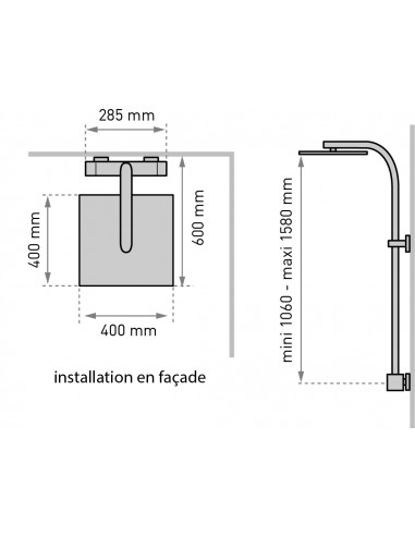 666800 000 00  Душевая стойка для ванны Touareg, смеситель с термостатом, квадратный дизайн, массивная хромированная латунь Valentin  - Вид №2