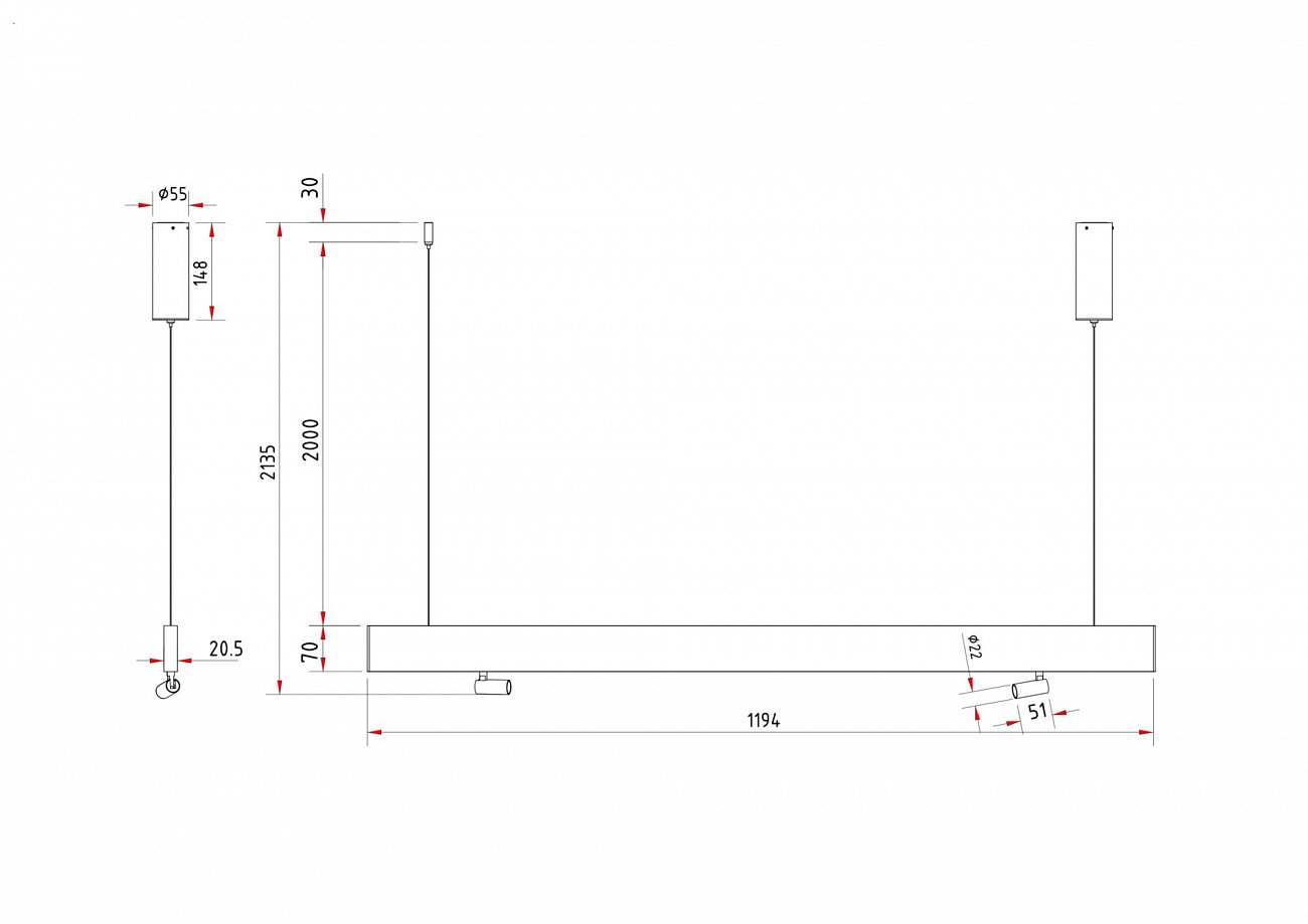 Светильник подвесной светодиодный на 3 лампы черный Puntero P068PL-L27B4K TECHNICAL PENDANT 00-3957070 Черный  - Вид №9