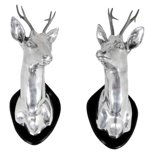 Статуэтки декоративные металлические 2 шт хром Stag Head EICHHOLTZ ОЛЕНЬ, ЖИВОТНЫЕ 059694 Хром  - Вид №1