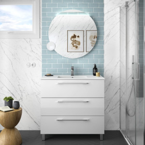 26591 SALGAR Мебель для умывальника FUSSION CHROME 900 3 ящика GLOSS WHITE 897 x 868 x 450 мм Глянцевый белый