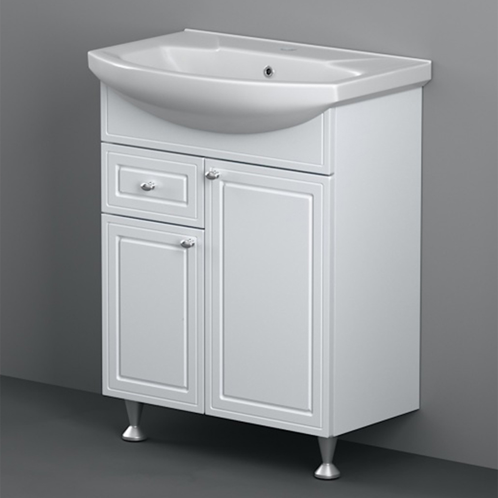 M41-FSX0653WG-WCC065 база на ножках с раковиной 65 см ящ/дв белый глянец Damixa Palace One  - Вид №4