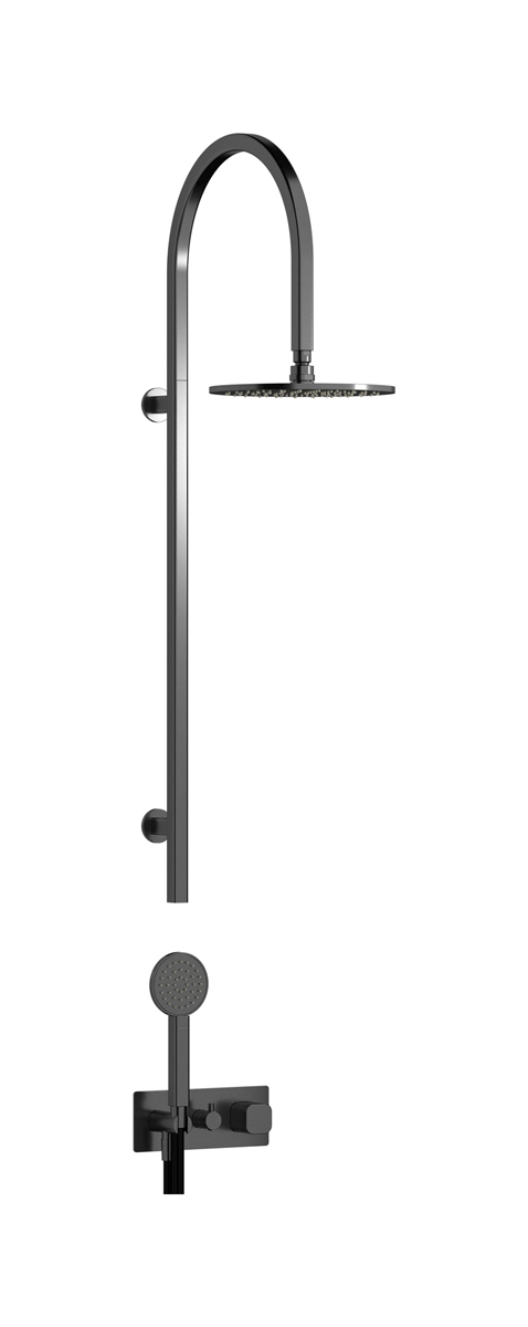 Душевая колонна в комплекте с душевым гарнитуром. WE ARE IB eo800cs_1 Brushed Black Chrome Elio