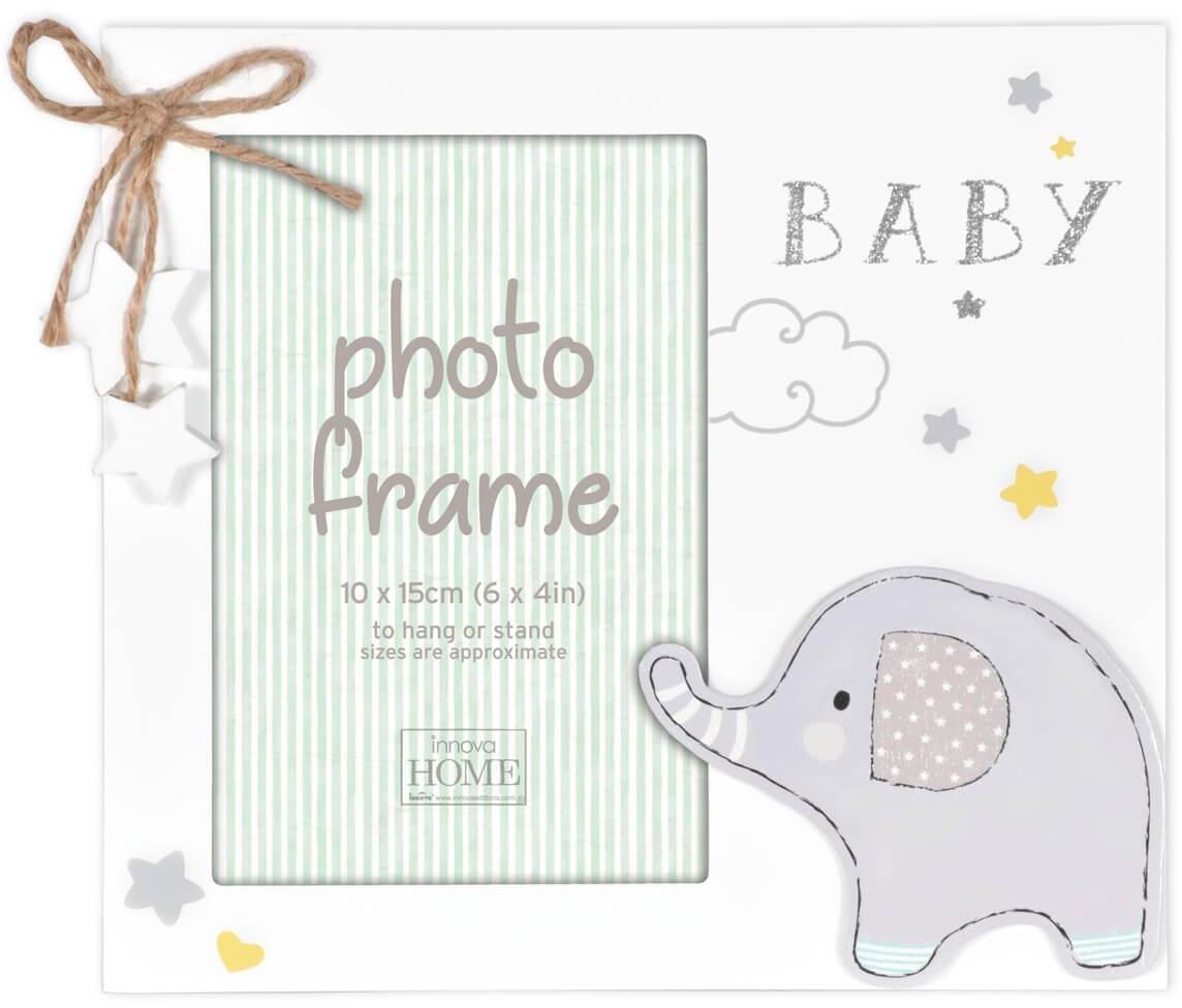 Б0037312 Фоторамка PI09979 Ф/рамка 10*15 Baby Glitter Elephant, белая, МДФ (6/24/3072) Innova