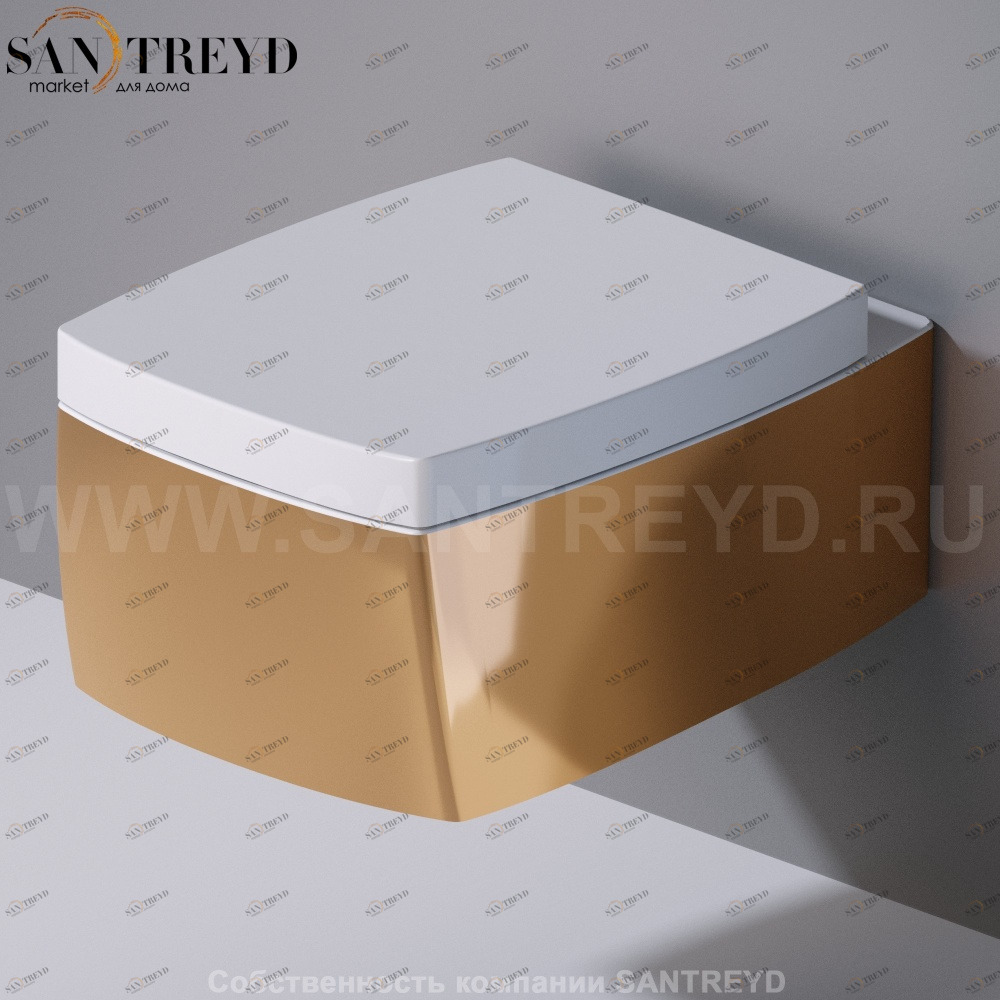 S571250 Подвесной унитаз настенный Золотистый A. e T. Italia SQUARE Италия AeT ITALIA