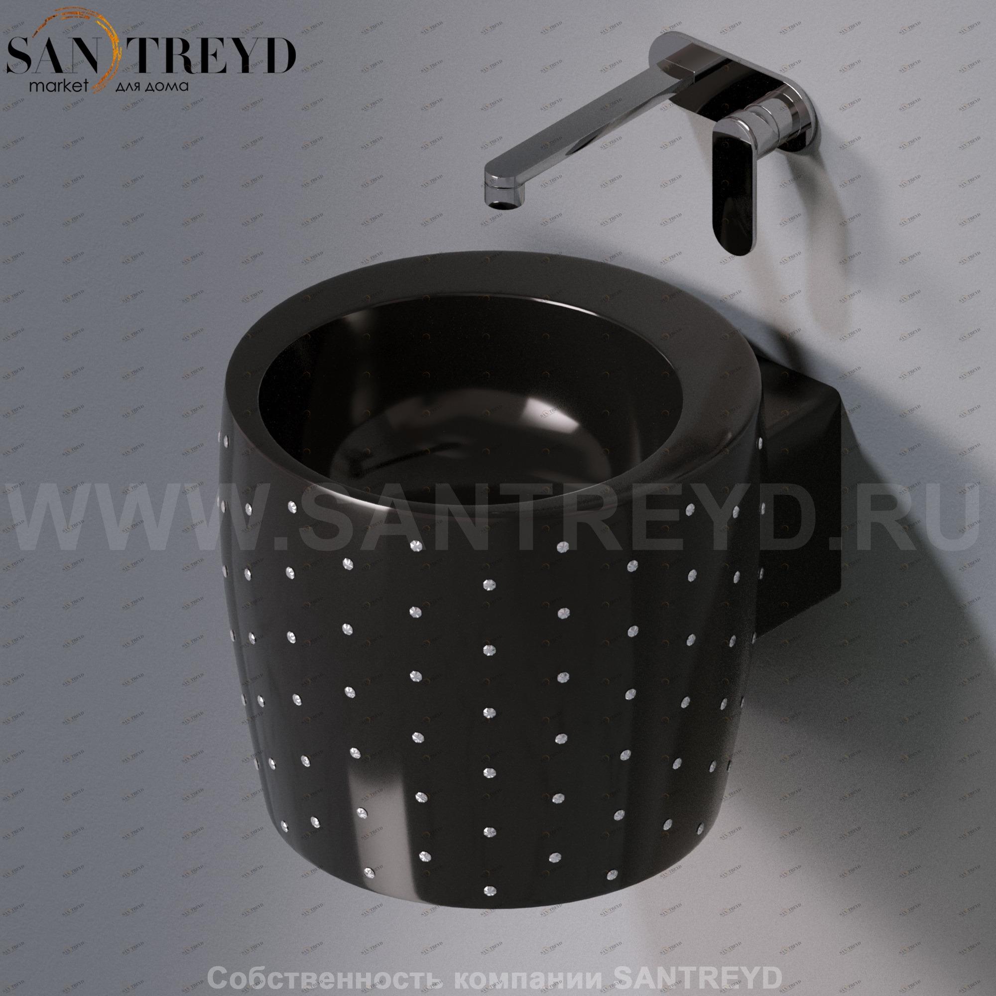 L102T0R0V1.104SW Подвесная раковина настенная круглая A. e T. Italia SPOT черная AeT ITALIA TOTEM