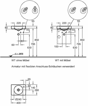 273240000 Подвесная раковина настенная прямоугольная Keramag  белая  - Вид №3