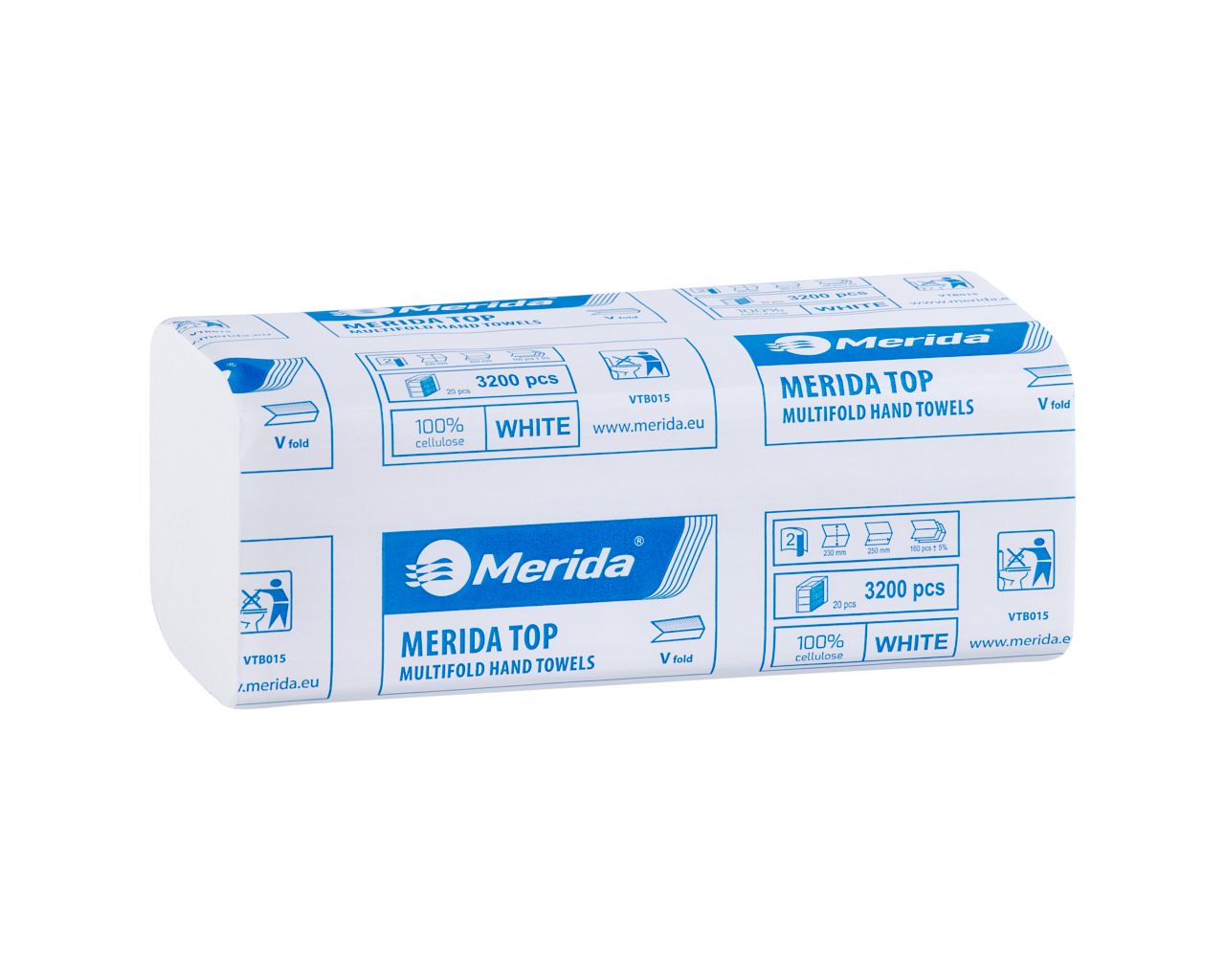 VTB015 Бумажные полотенца TOP, белые, двухслойные, 3200 шт. Merida  - Вид №1