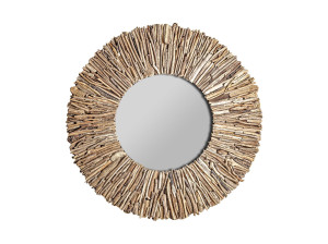 Настенное круглое деревянное зеркало