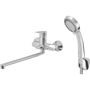 Смеситель для ванны Rossinka Silvermix LRS35-33 350 мм однорычажный универсальный с лейкой и шлангом цвет хром