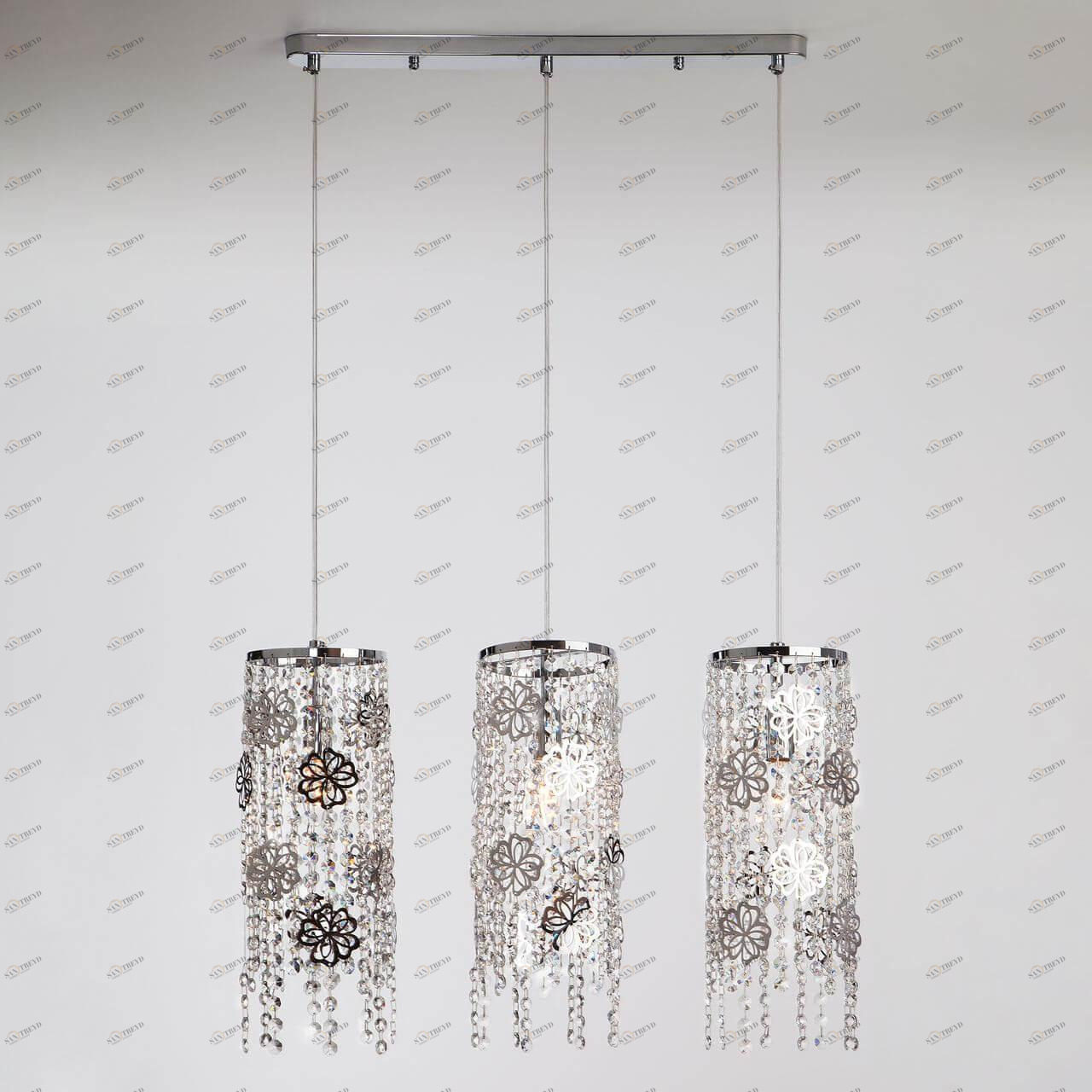 Подвесной светильник Eurosvet Flower 10083/3 хром/прозрачный хрусталь Strotskis EUROSVET FLOWER 198622 Хром