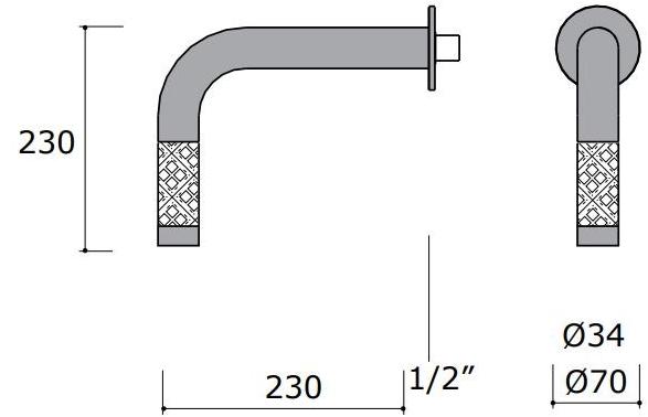 MINA Настенный однорычажный смеситель для раковины на 2 отверстия из нержавеющей стали и стекла Revitrum 12551 + 6100 - Вид №6