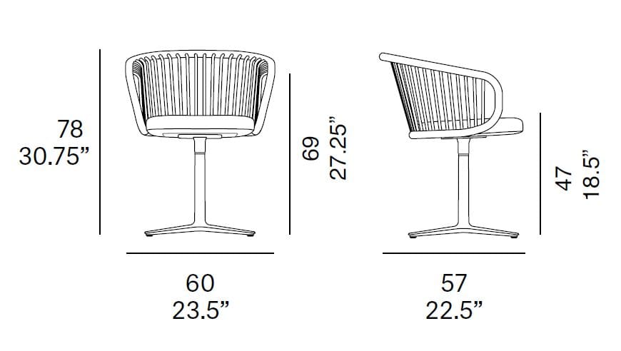4-спицевое вращающееся кресло из ротанга со встроенной подушкой из ткани EXPORMIM HUMA ARCH-00125954 - Вид №3